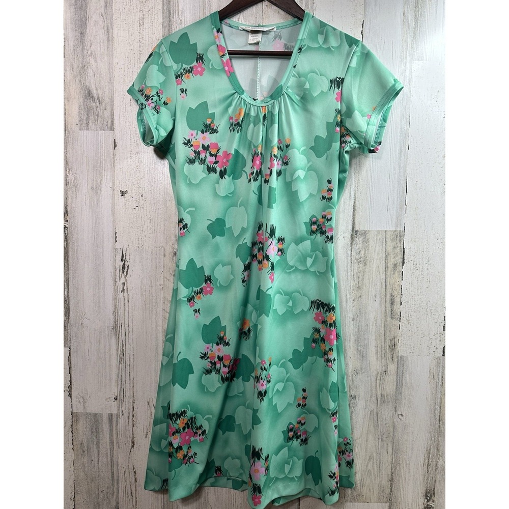 VINTAGE 70's JC PENNEY FASHIONS FLORAL DRESS 15/16 Small SINGLE STITCH PAPER TAG